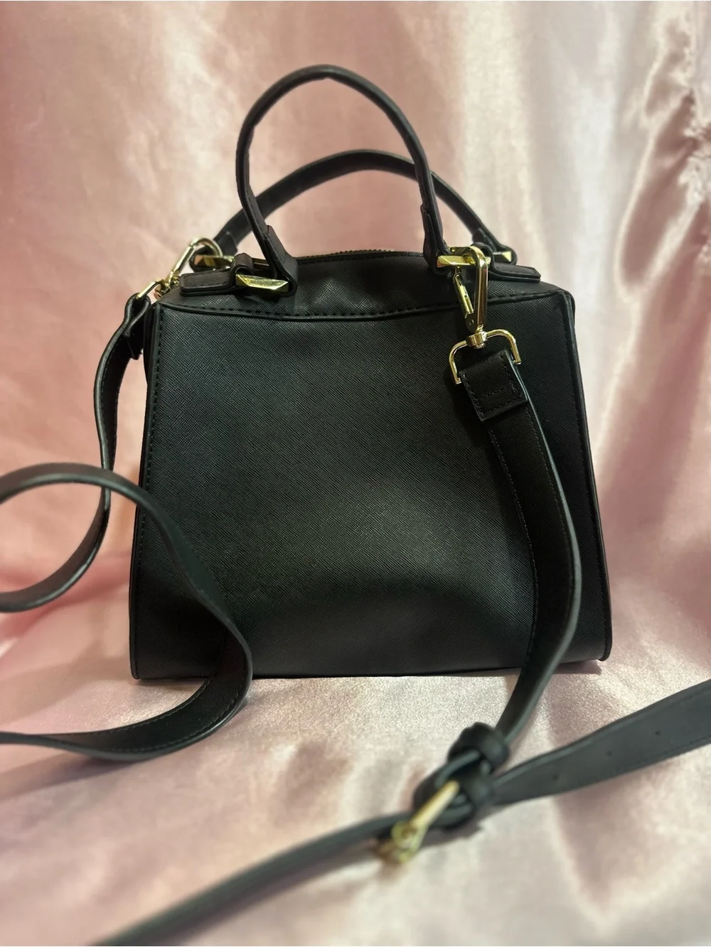 Michael Kors Black Saffiano Top-Handle Satchel with Gold Hardware